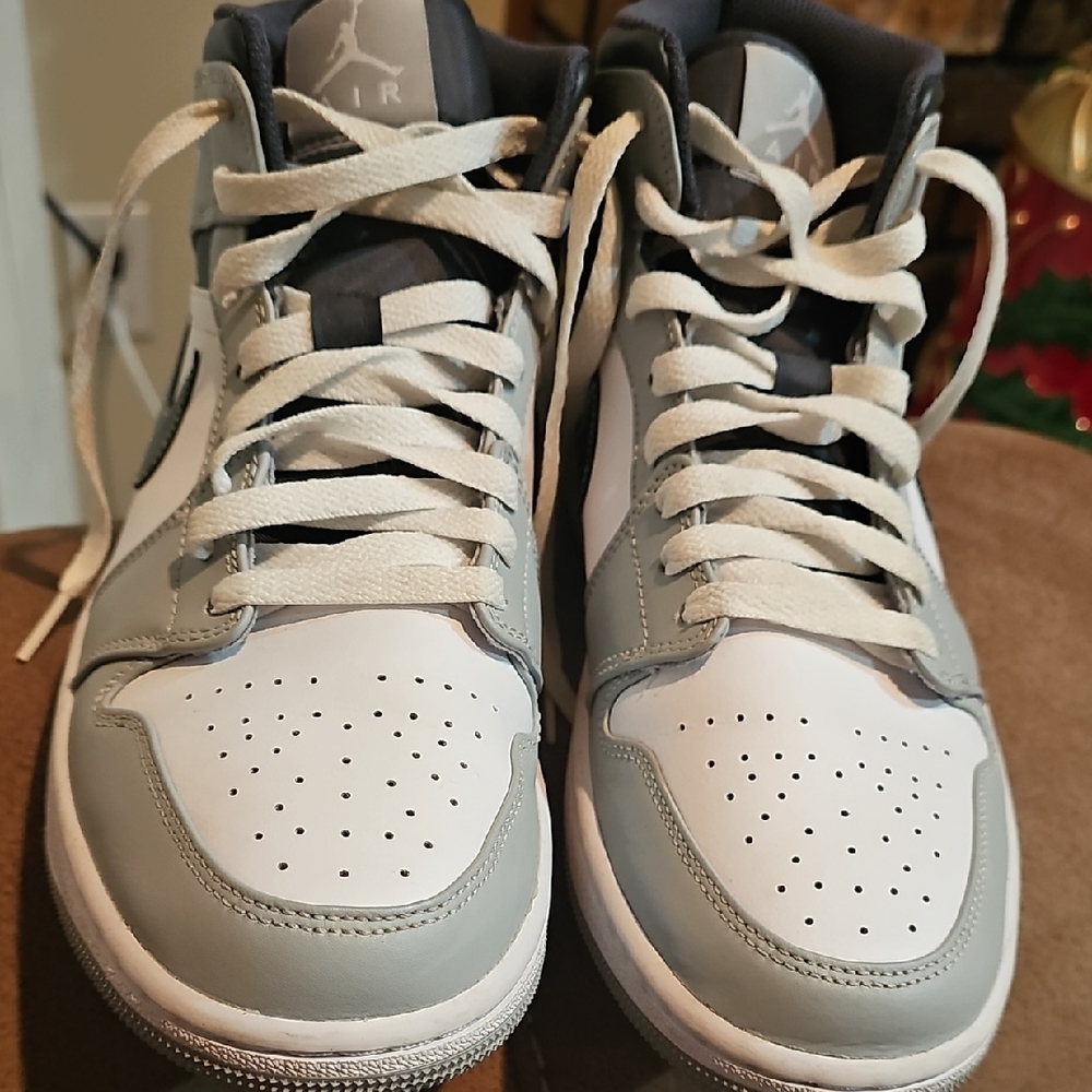 Nike Air High-Top Gray and White Sneakers - Picture 2 of 7